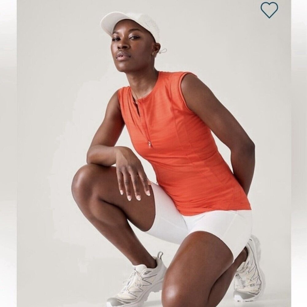 NWT Athleta Pacifica Illume UPF Fitted Tank Top Poppy Womens Sz M 1/4 Zip Shirt